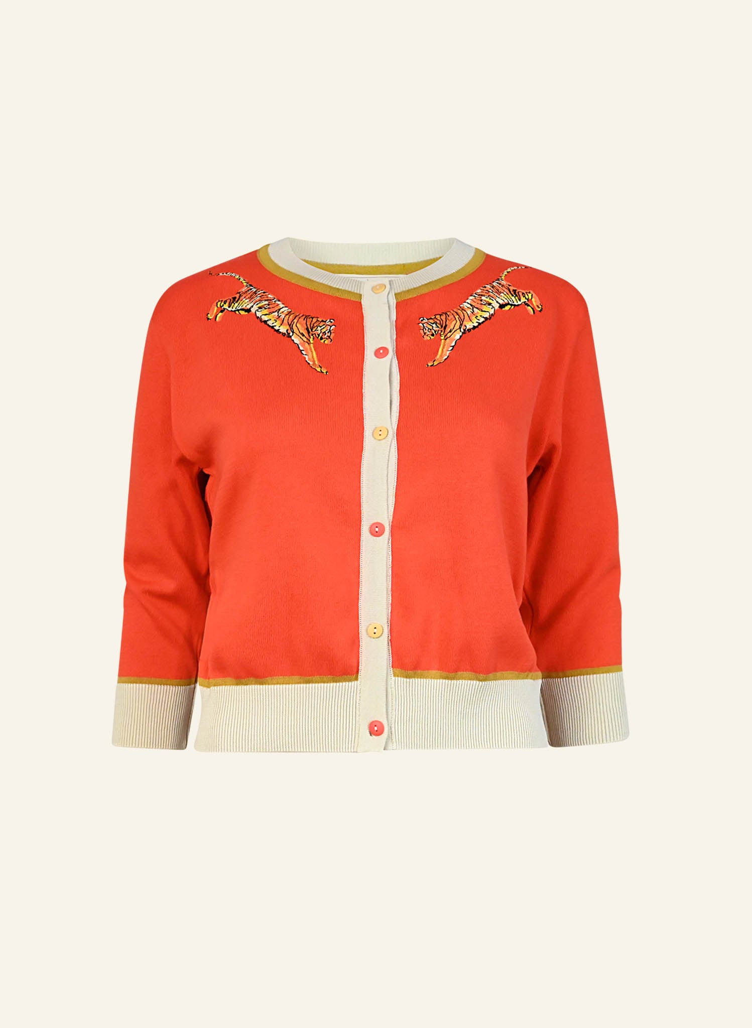 Vera Cardigan - Coral Leaping Tigers