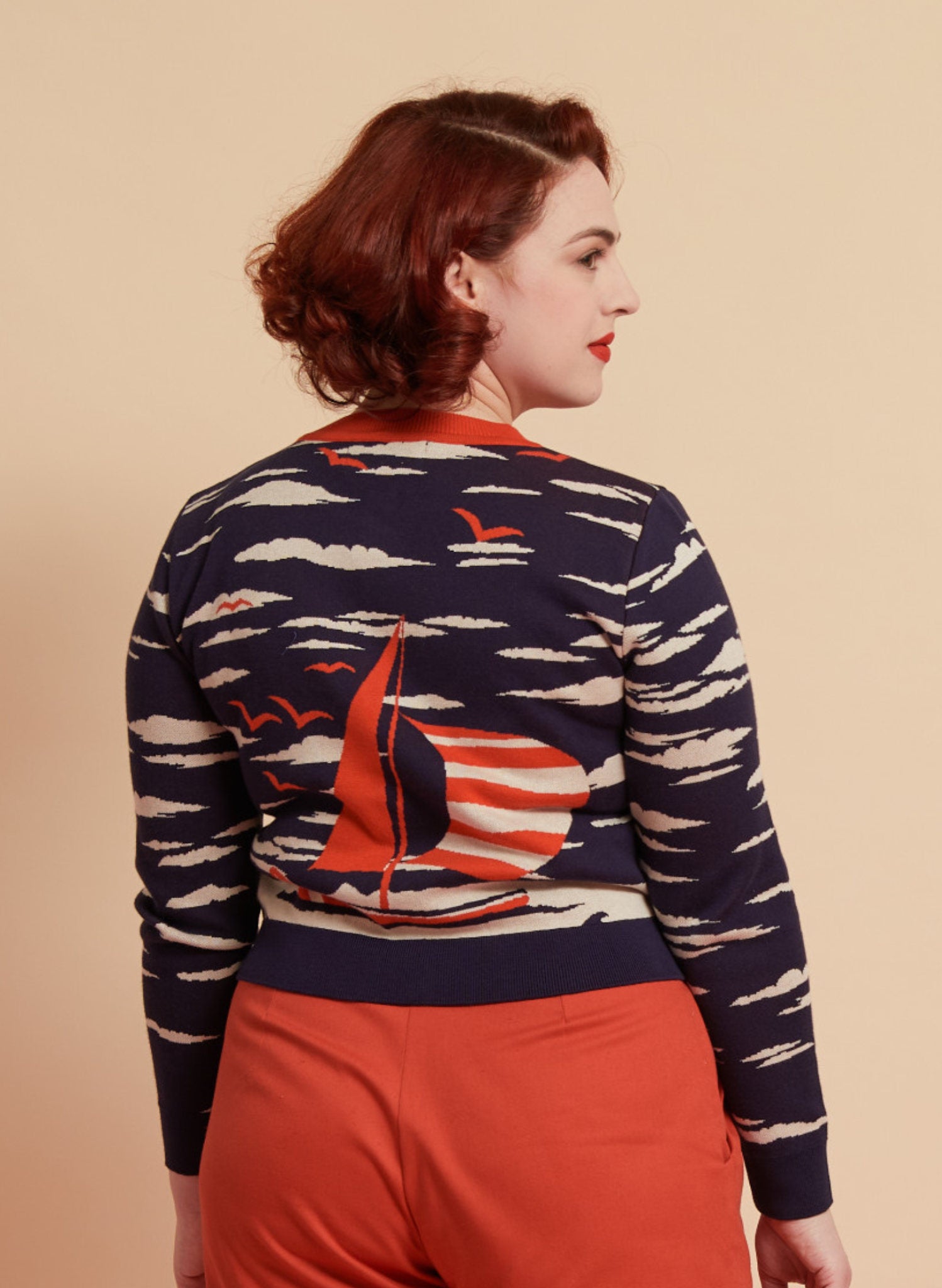 Vera Cardigan - Navy Sailing Boat