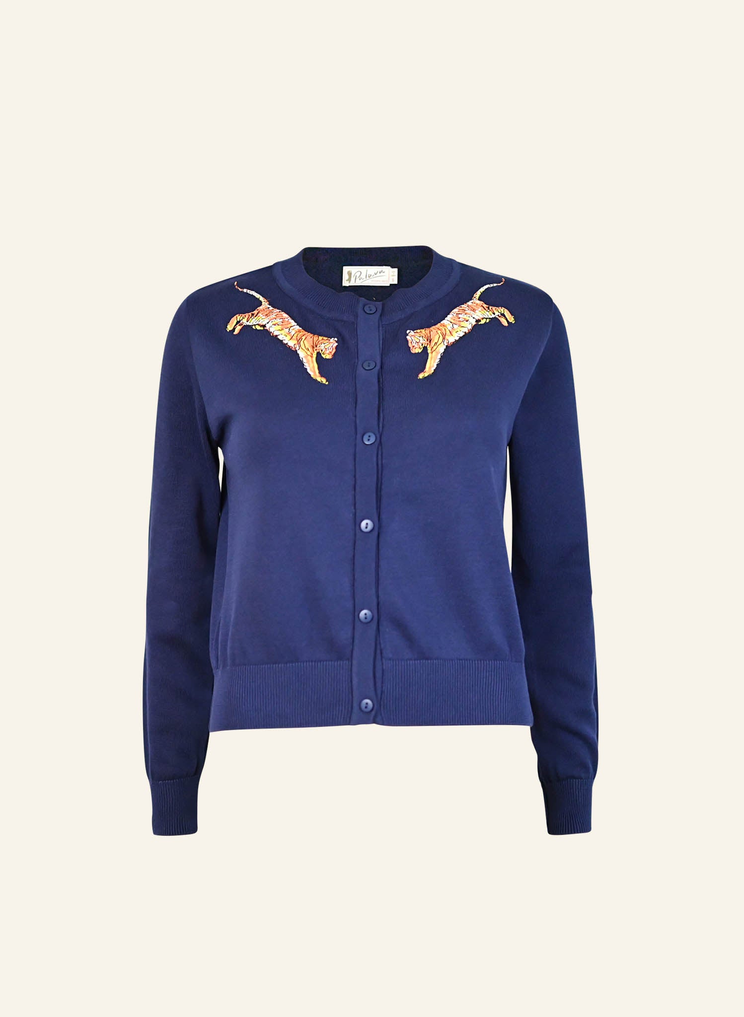 Vera Cardigan - Navy Leaping Tigers