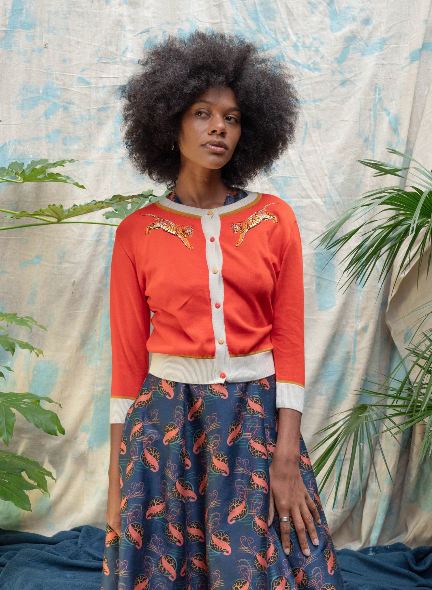 Rita Long-sleeve Dress - Navy Prawn Cocktail