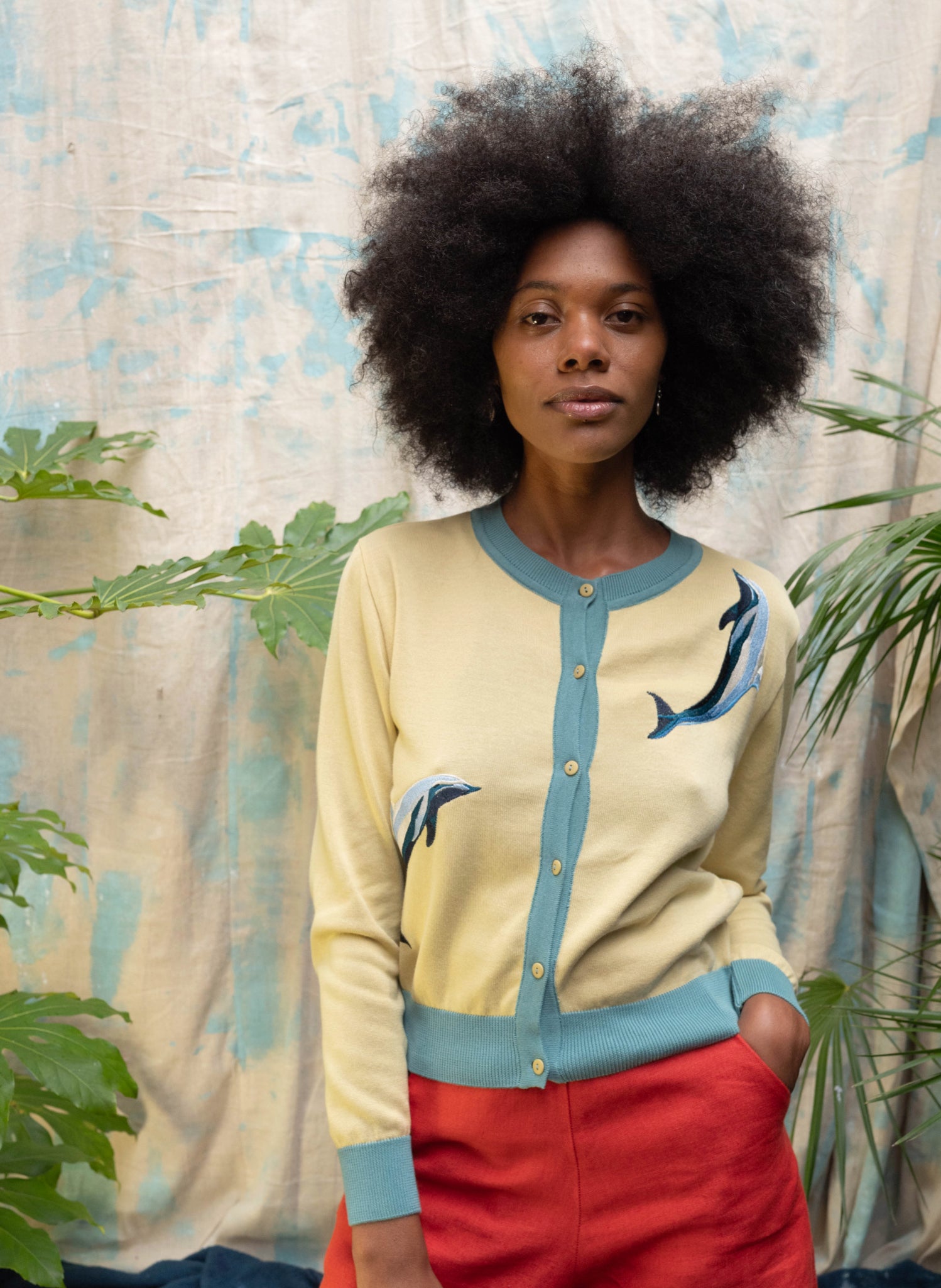 Vera Cardigan - Yellow Dolphins