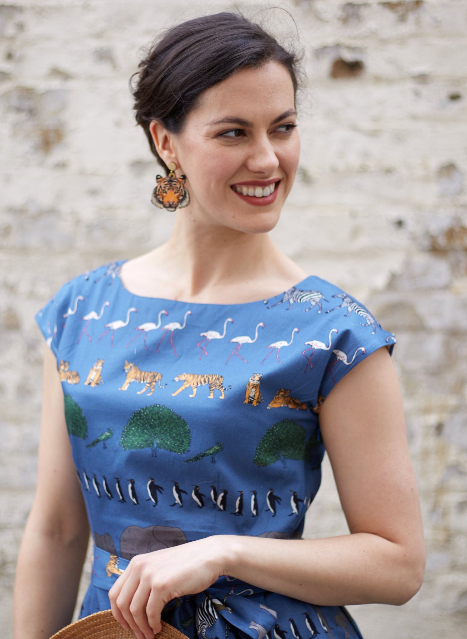 Beatrice Cap - Blue Walking Zoo Dress