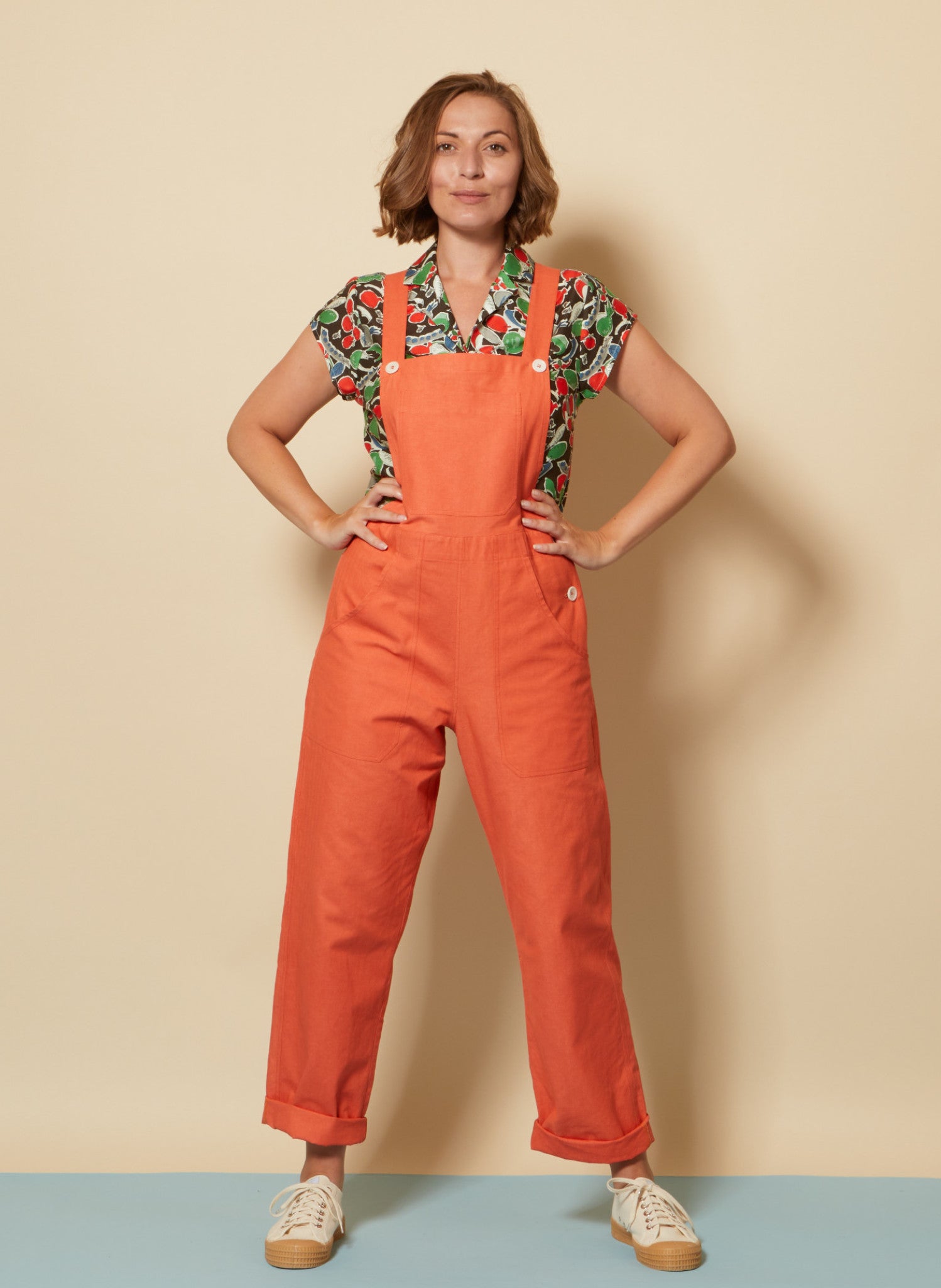 Bonnie Dungarees - Orange Red