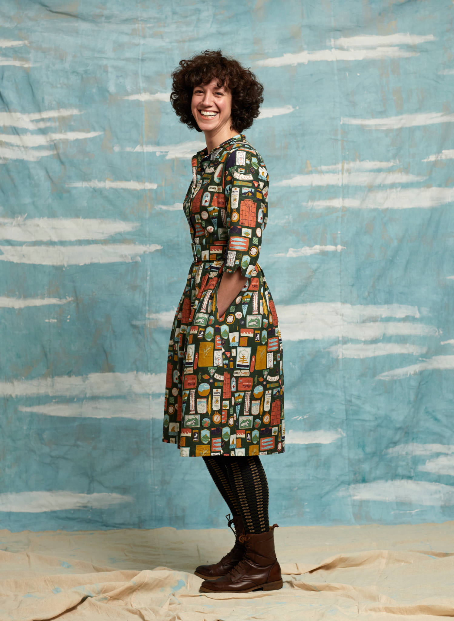 Cynthia - Dark Green Badges Dress