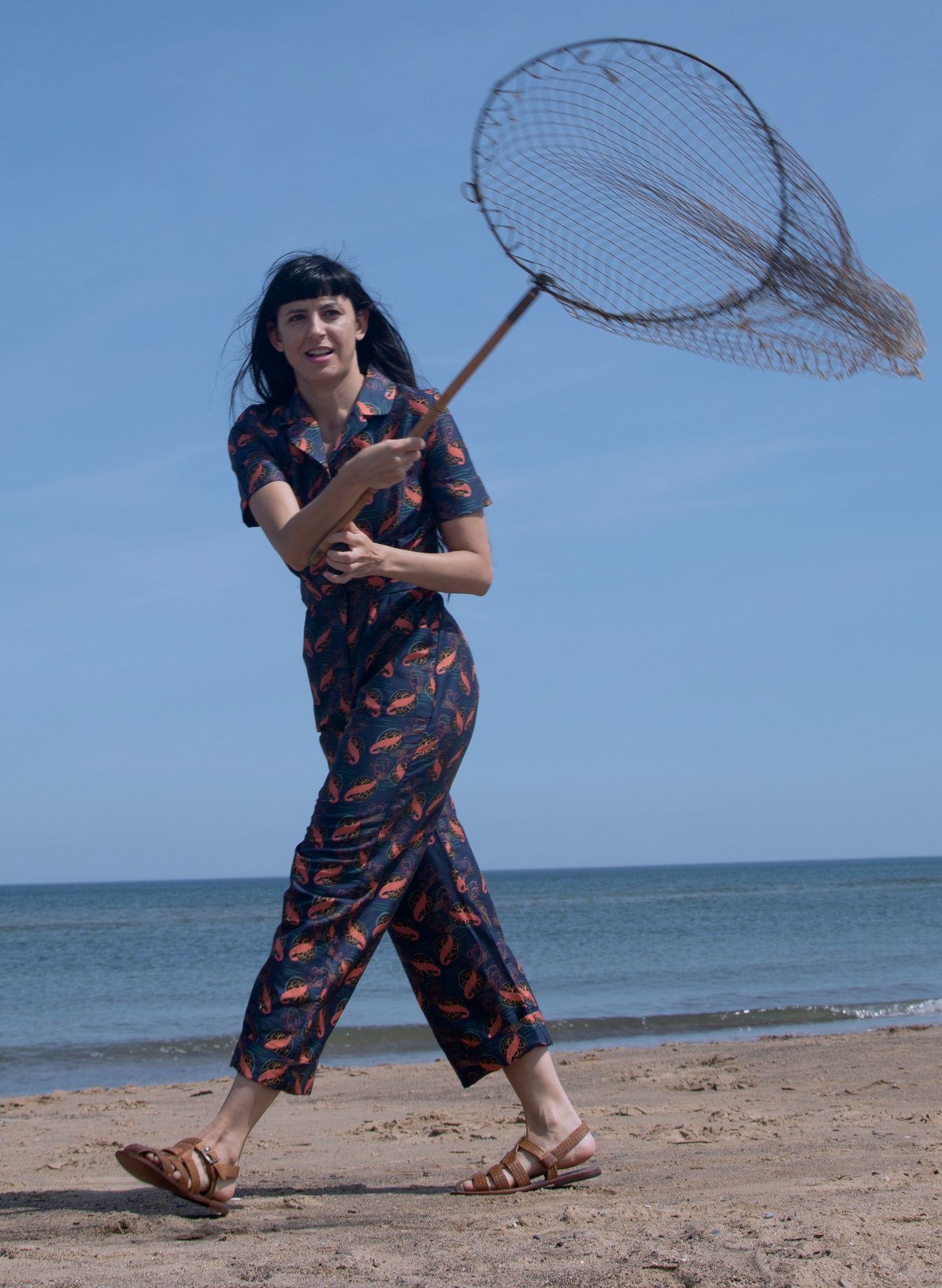 Francesca Long Jumpsuit - Navy Prawn Cocktail