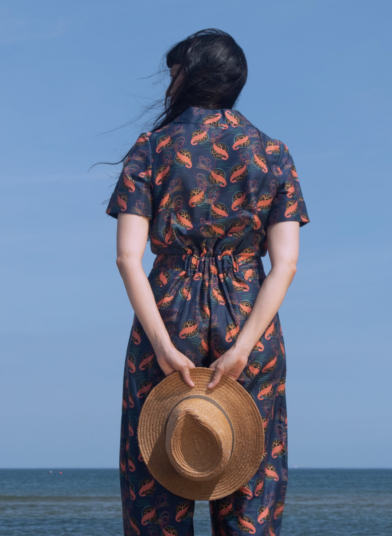 Francesca Long Jumpsuit - Navy Prawn Cocktail