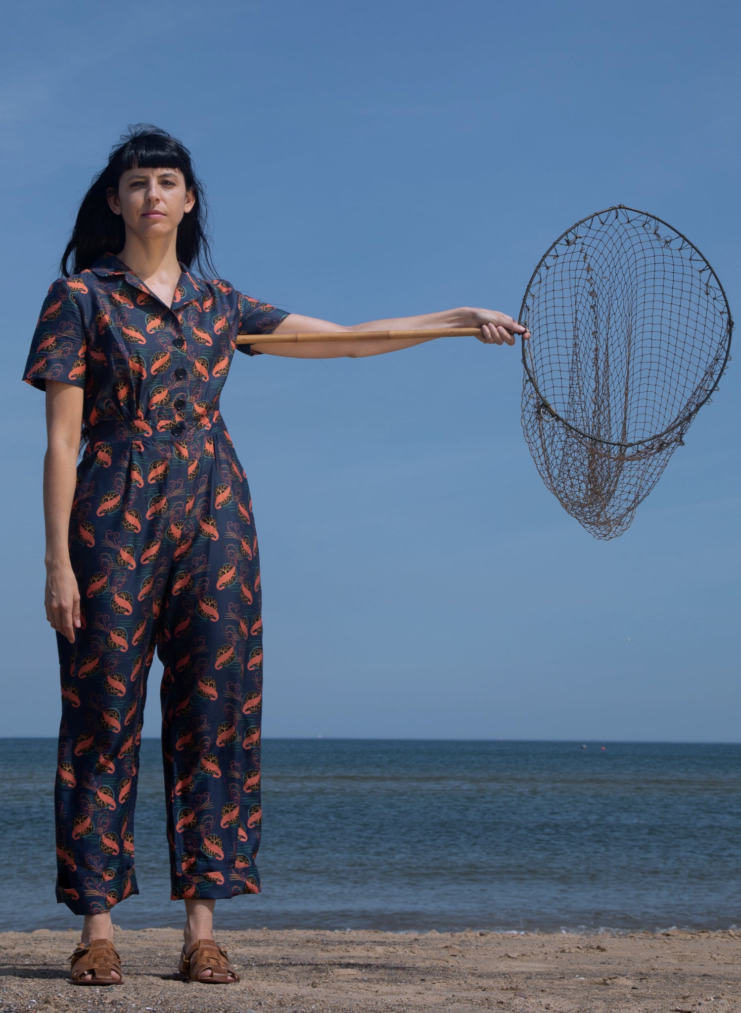 Francesca Long Jumpsuit - Navy Prawn Cocktail