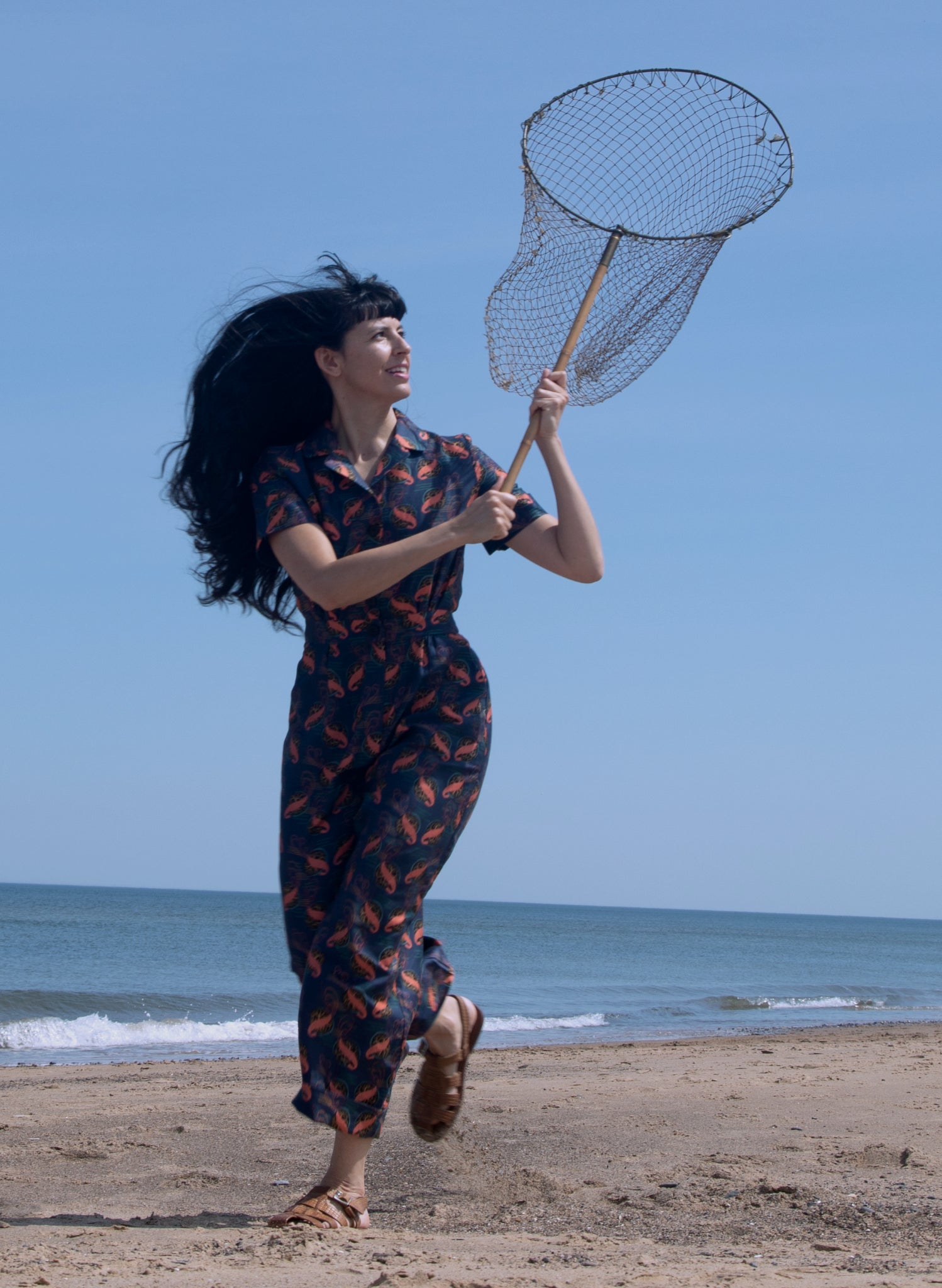 Francesca Long Jumpsuit - Navy Prawn Cocktail