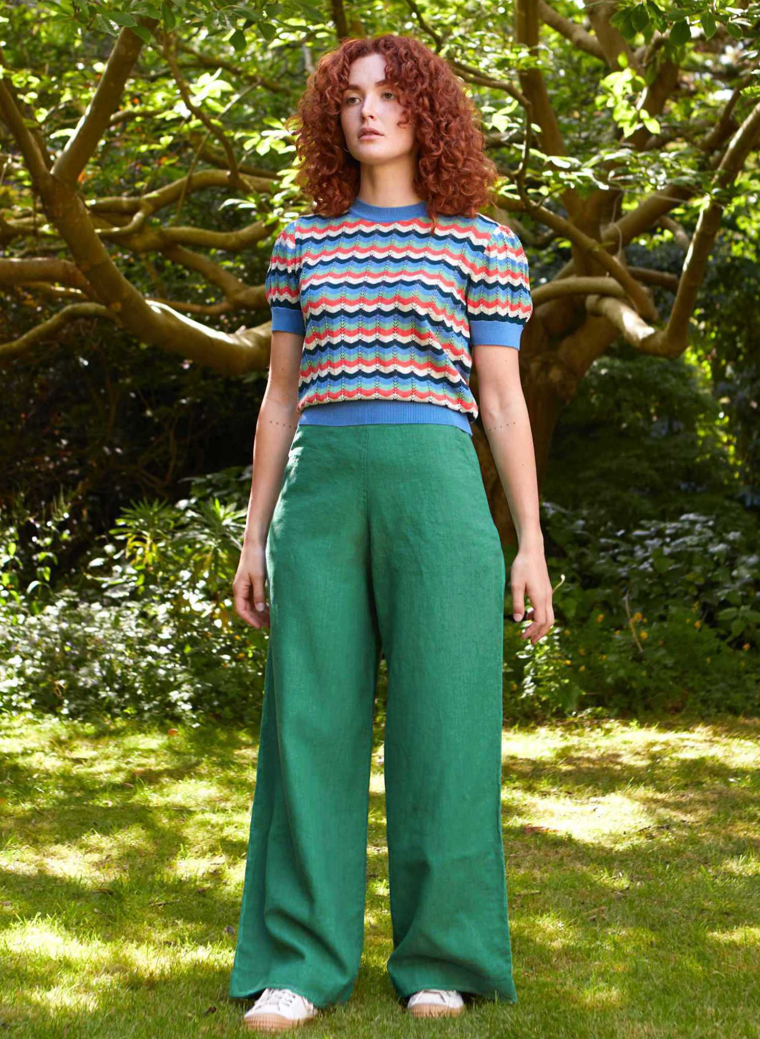 Josephine Trousers - Green Linen