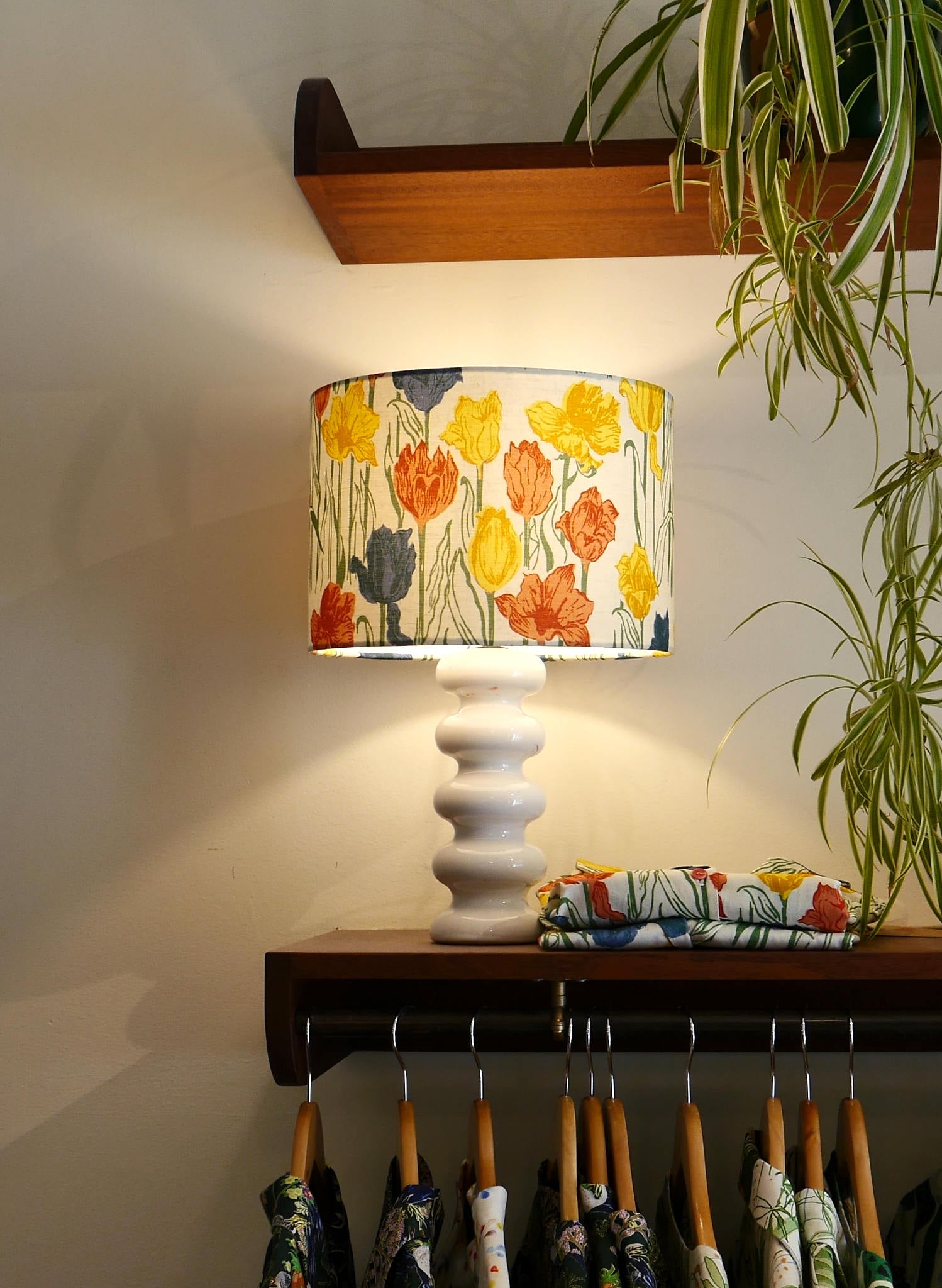 Drum Lampshade - Ivory Tulips