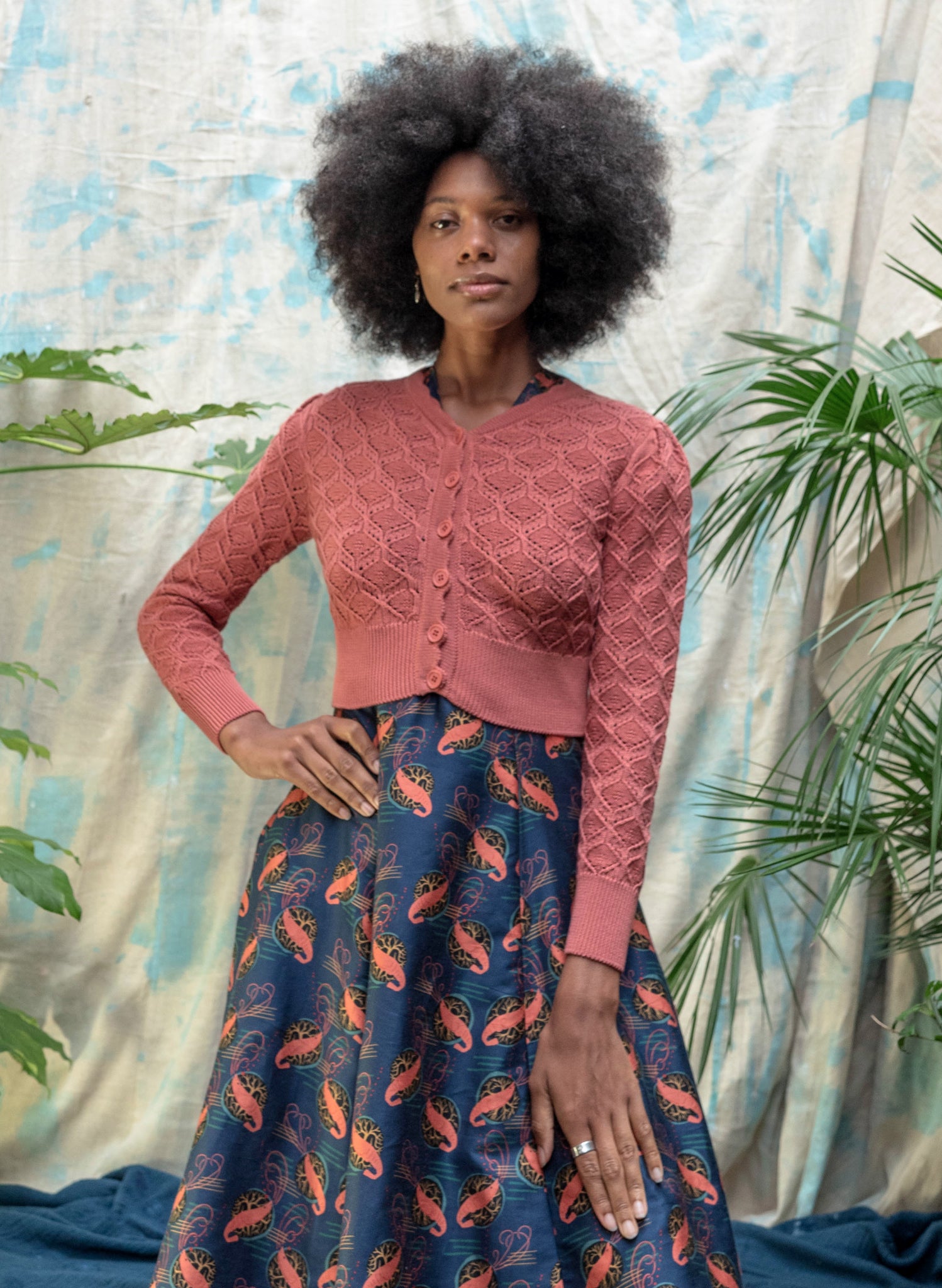 Rita Long-sleeve Dress - Navy Prawn Cocktail