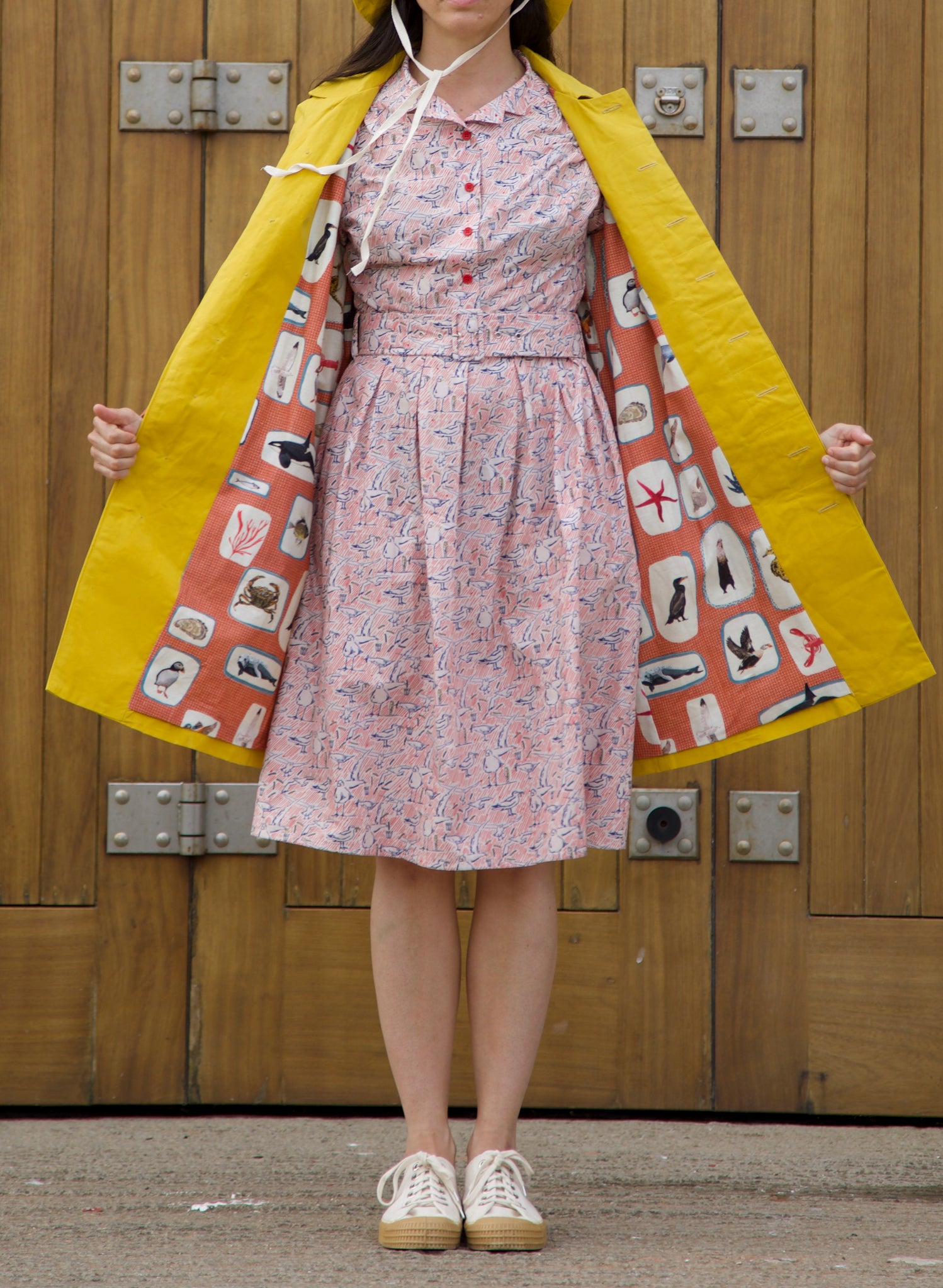 Heritage - Yellow Trench Coat - Red Coastal Memoirs Lining