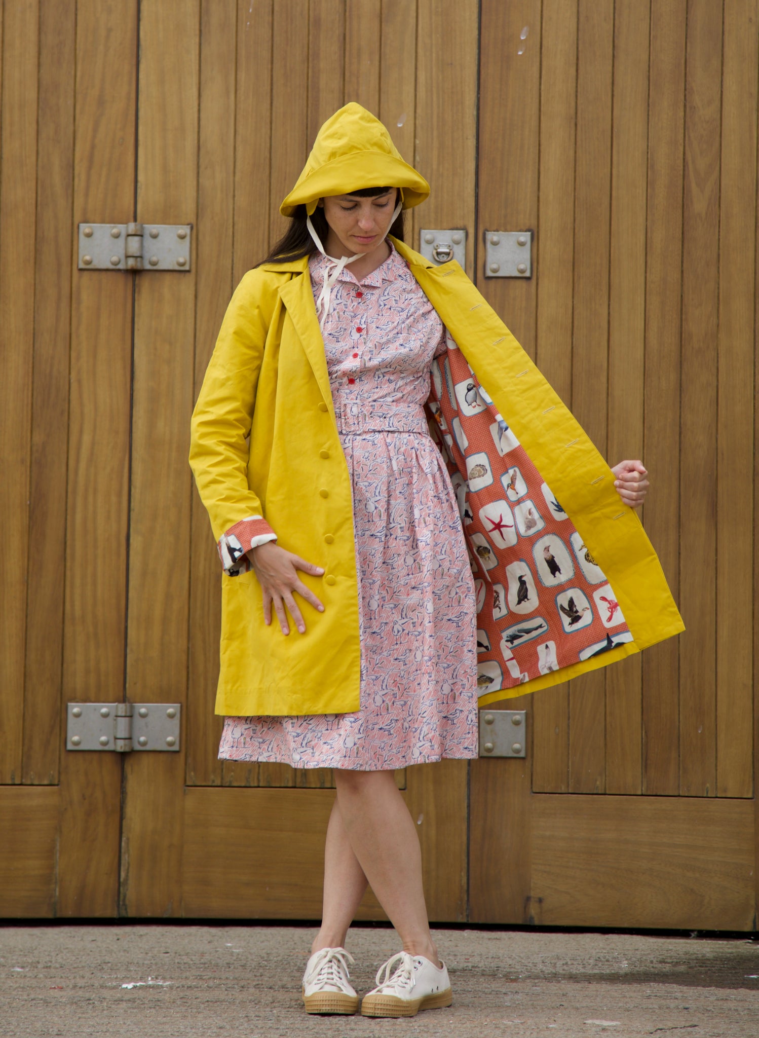 Heritage - Yellow Trench Coat - Red Coastal Memoirs Lining