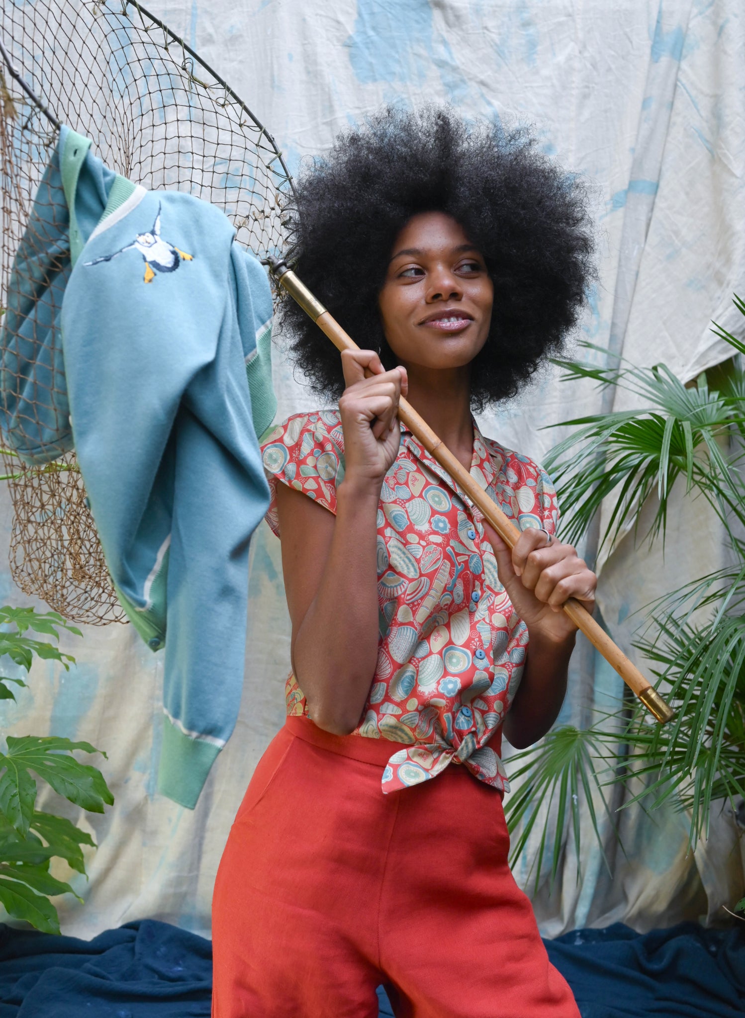 Vera Cardigan - Teal Puffins