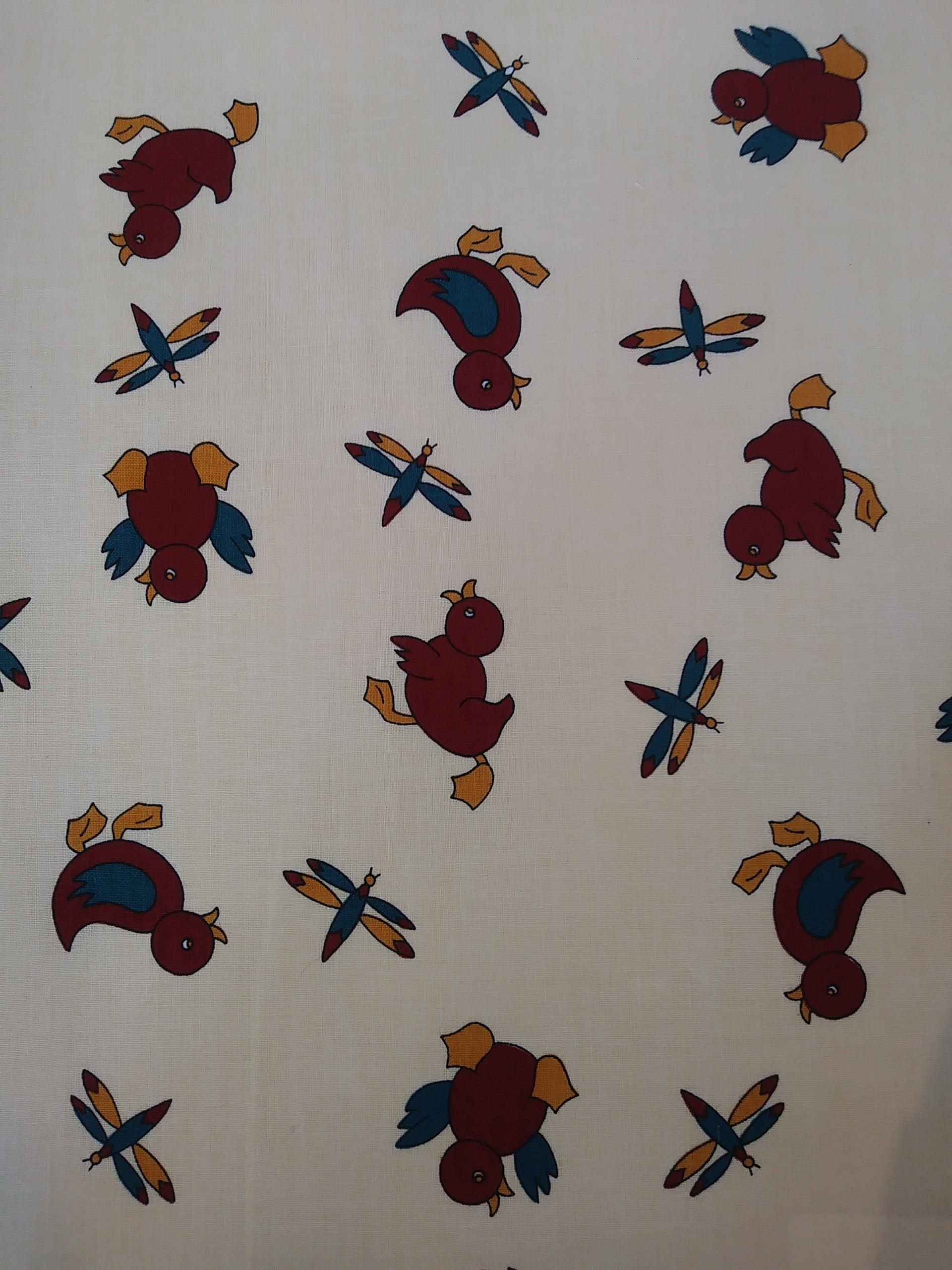 Cotton Fabric - Cream Puddle Ducks