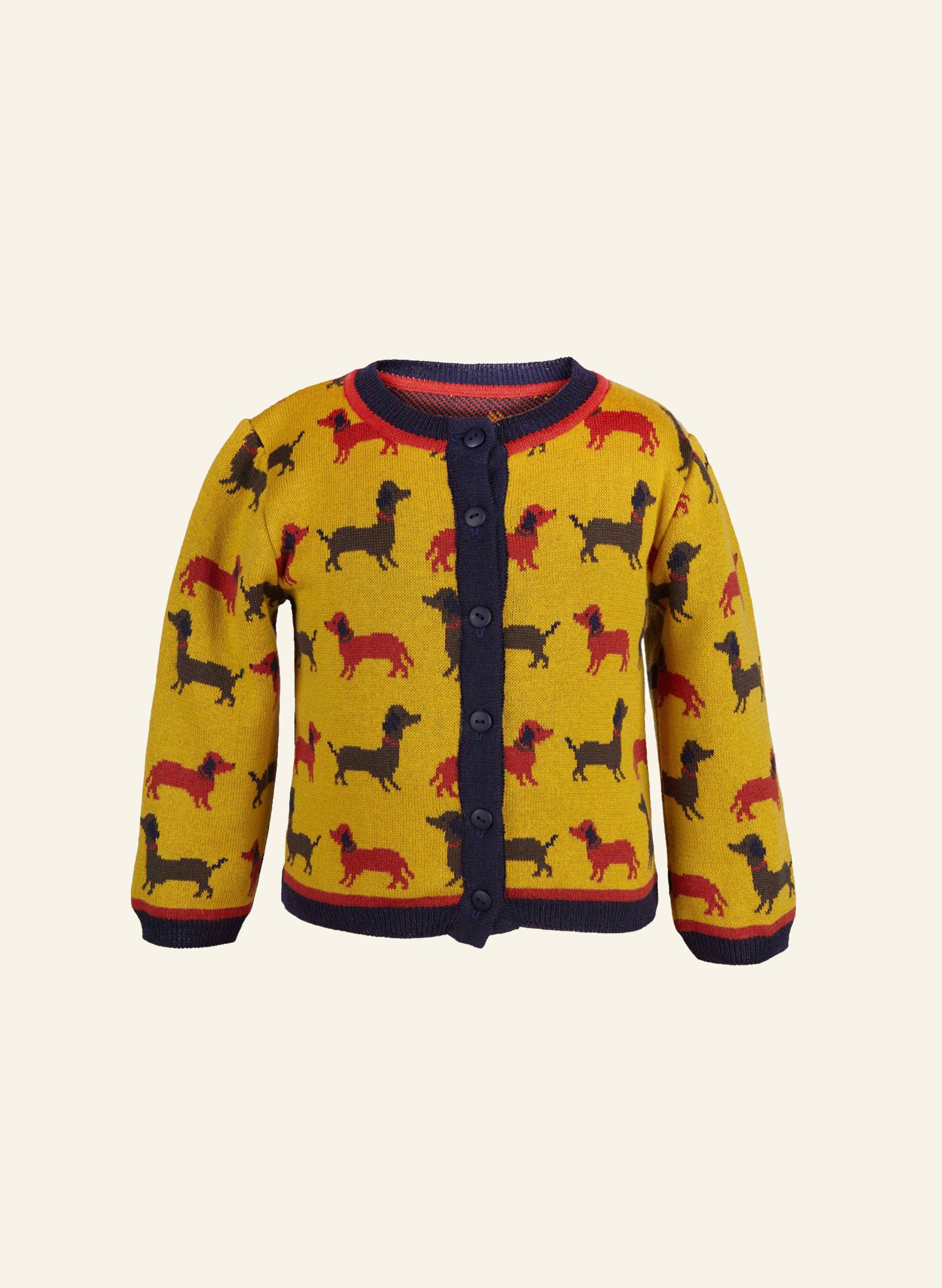 Children's Dog Print Cardigan in Mustard | 100% Organic Cotton | Palava