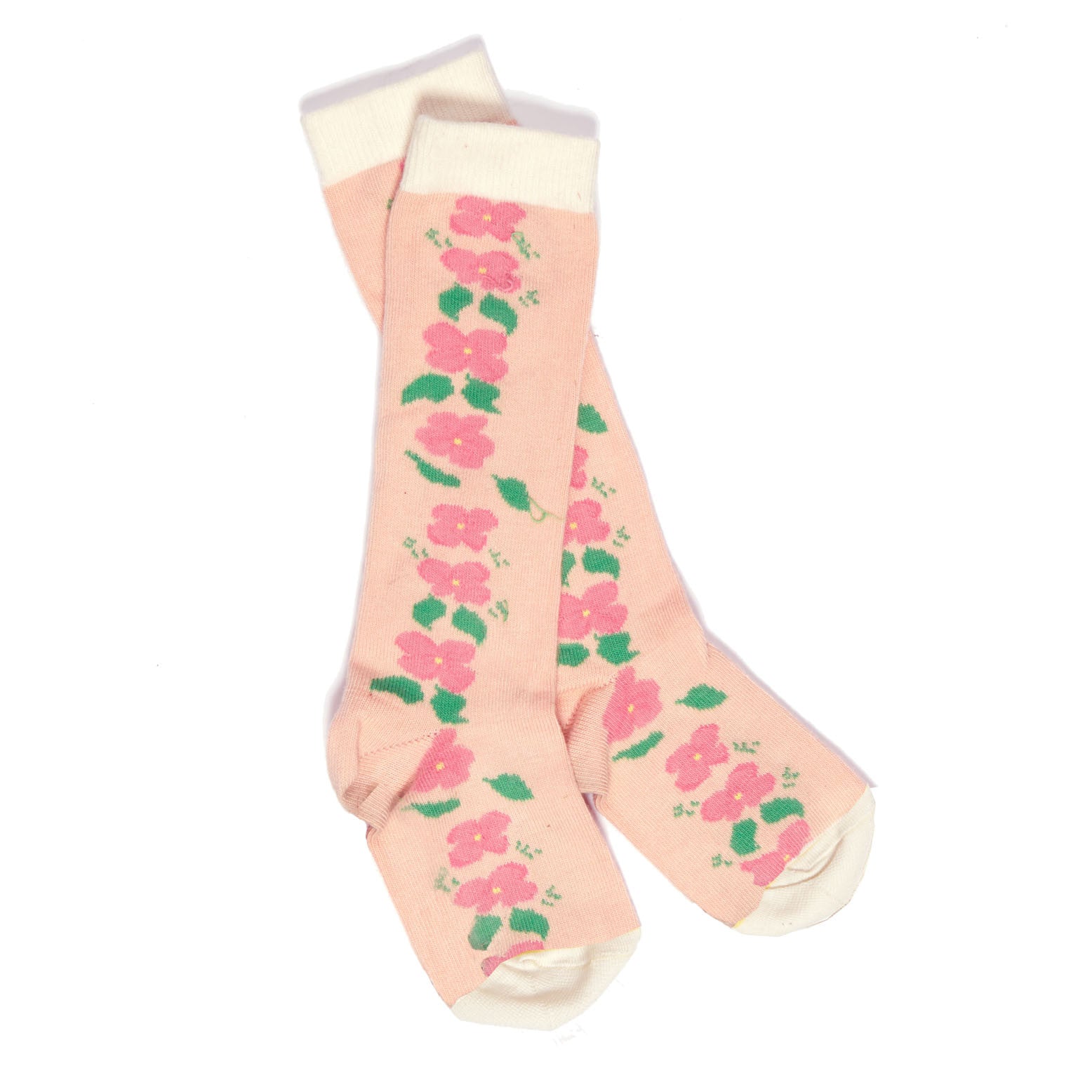 Peach Floral Print Children's Knee-High Socks | Palava UK