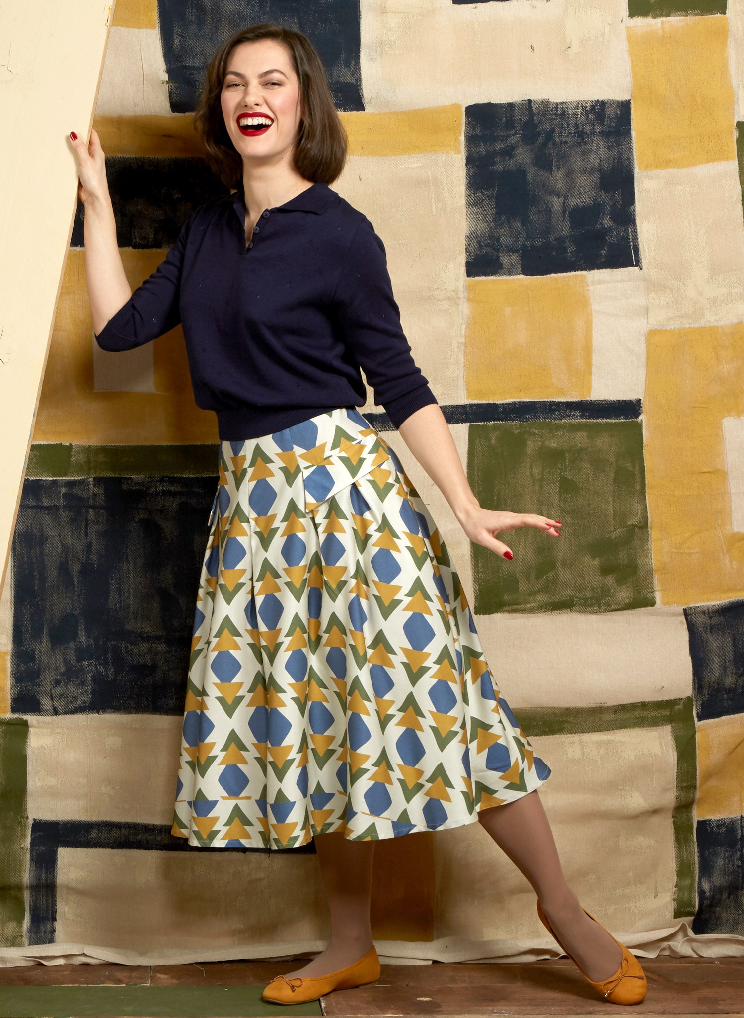 Aila Knitted Cotton Top - Navy