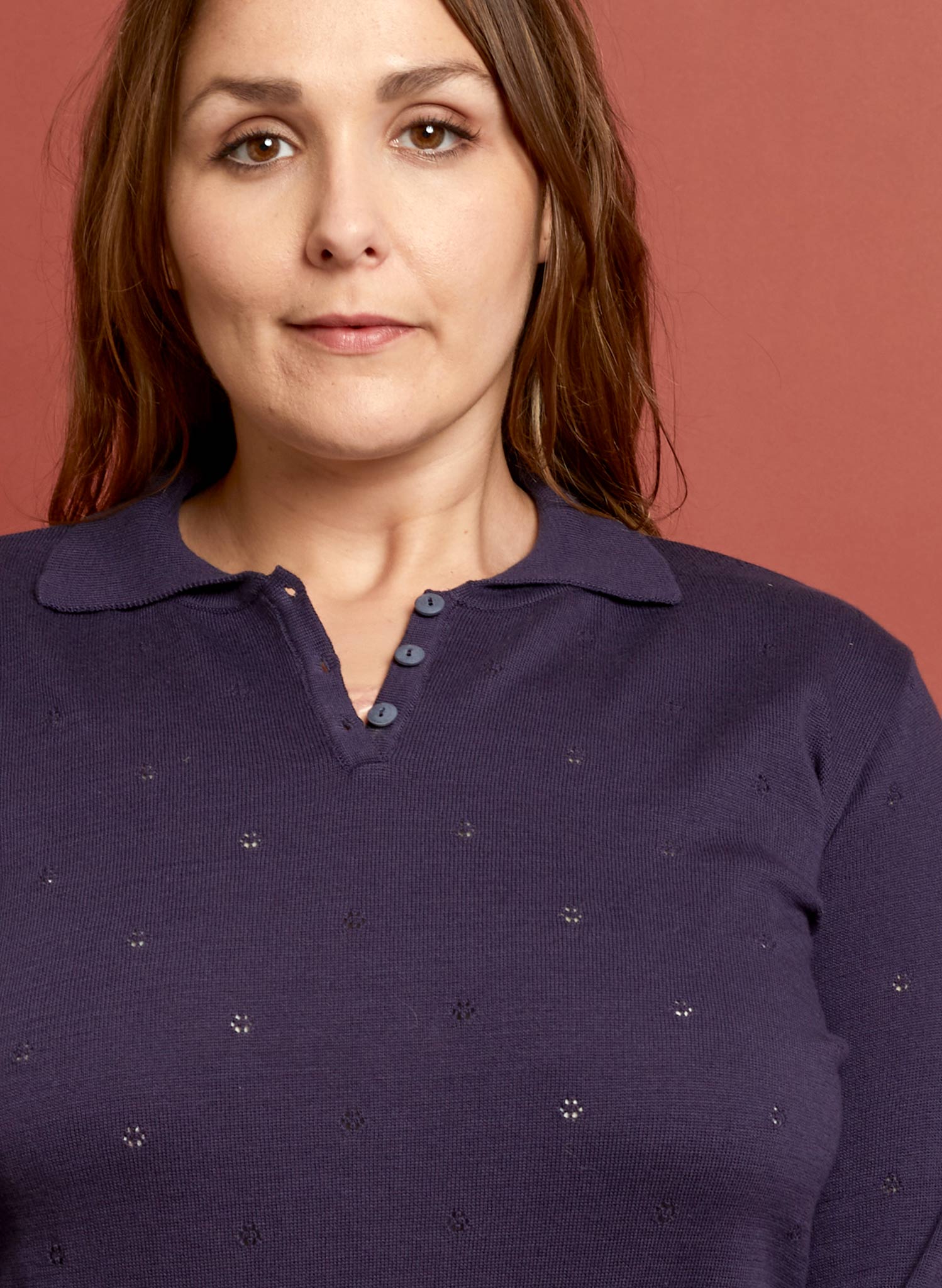 Aila Knitted Cotton Top - Navy