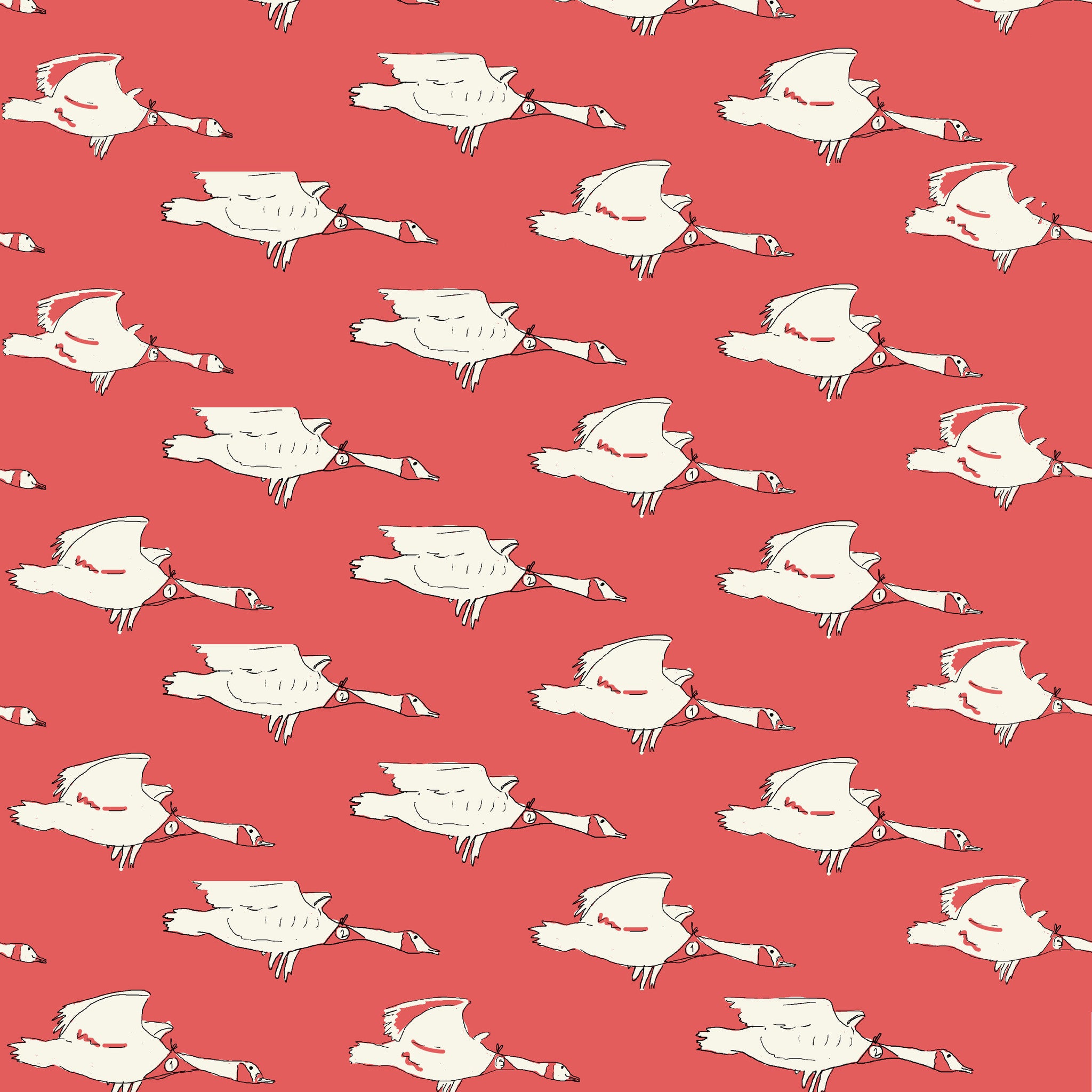 Red Ducks Fabric - Palava