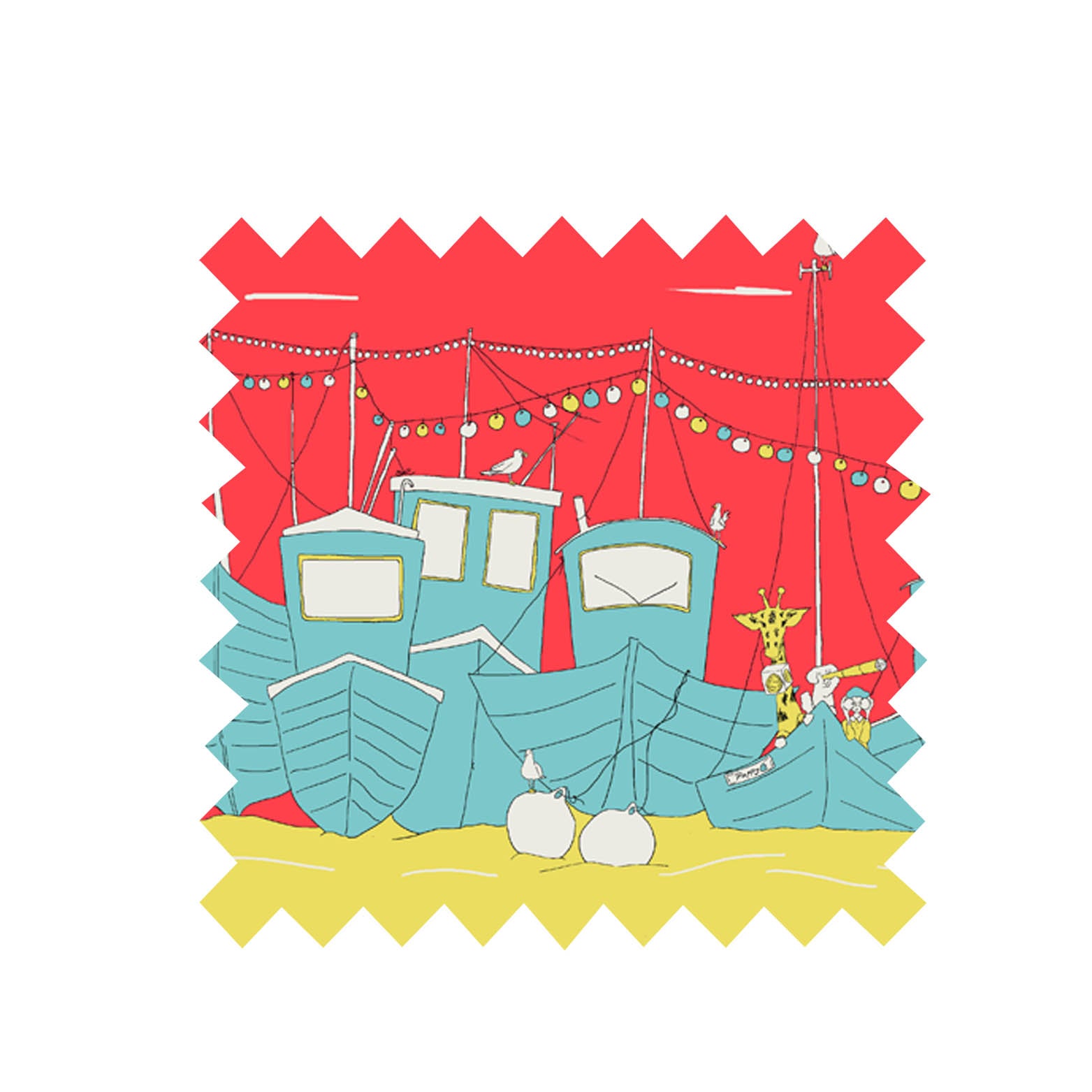 Red Boats Fabric - Cotton Sateen