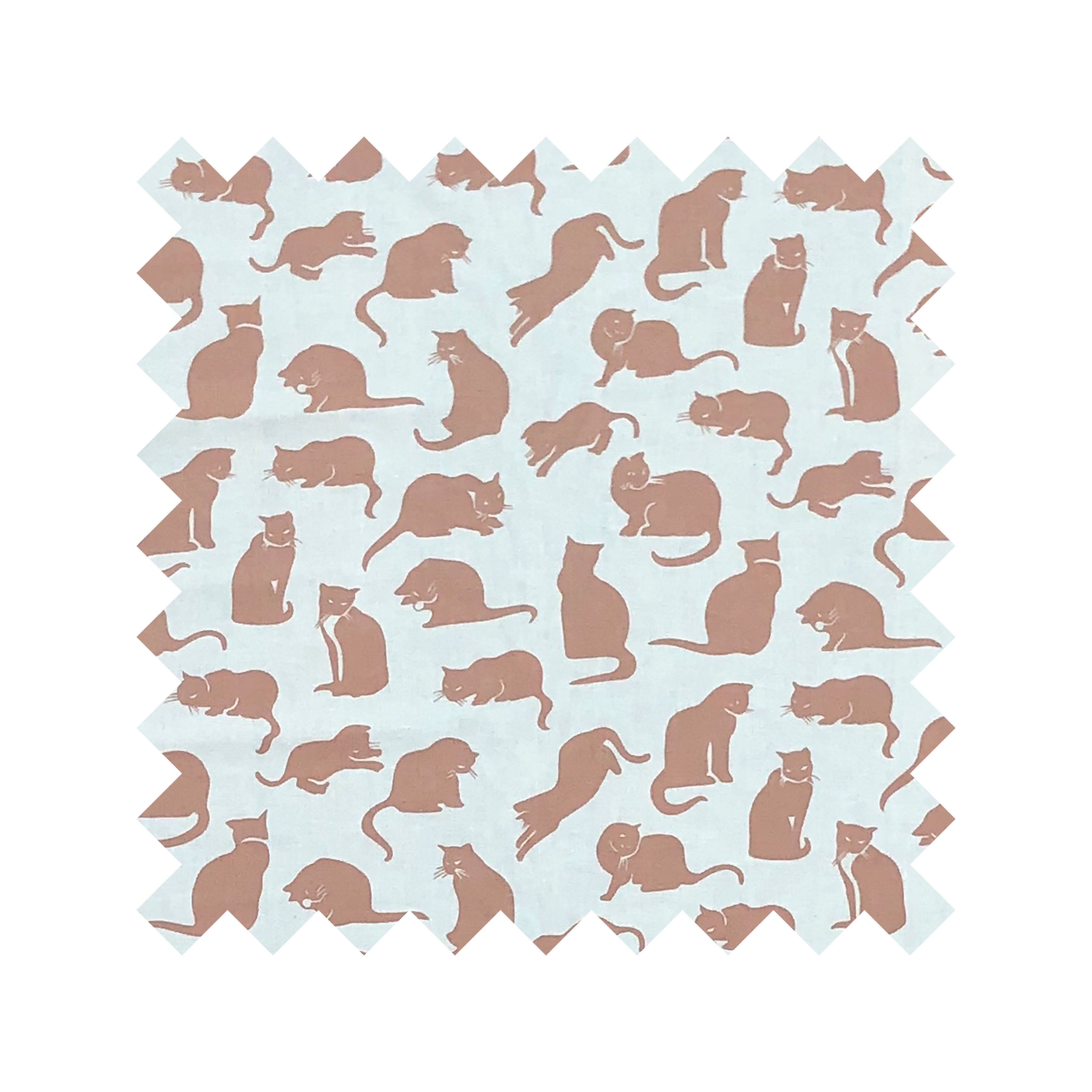 Ecru Small Cat Print Fabric - Cotton