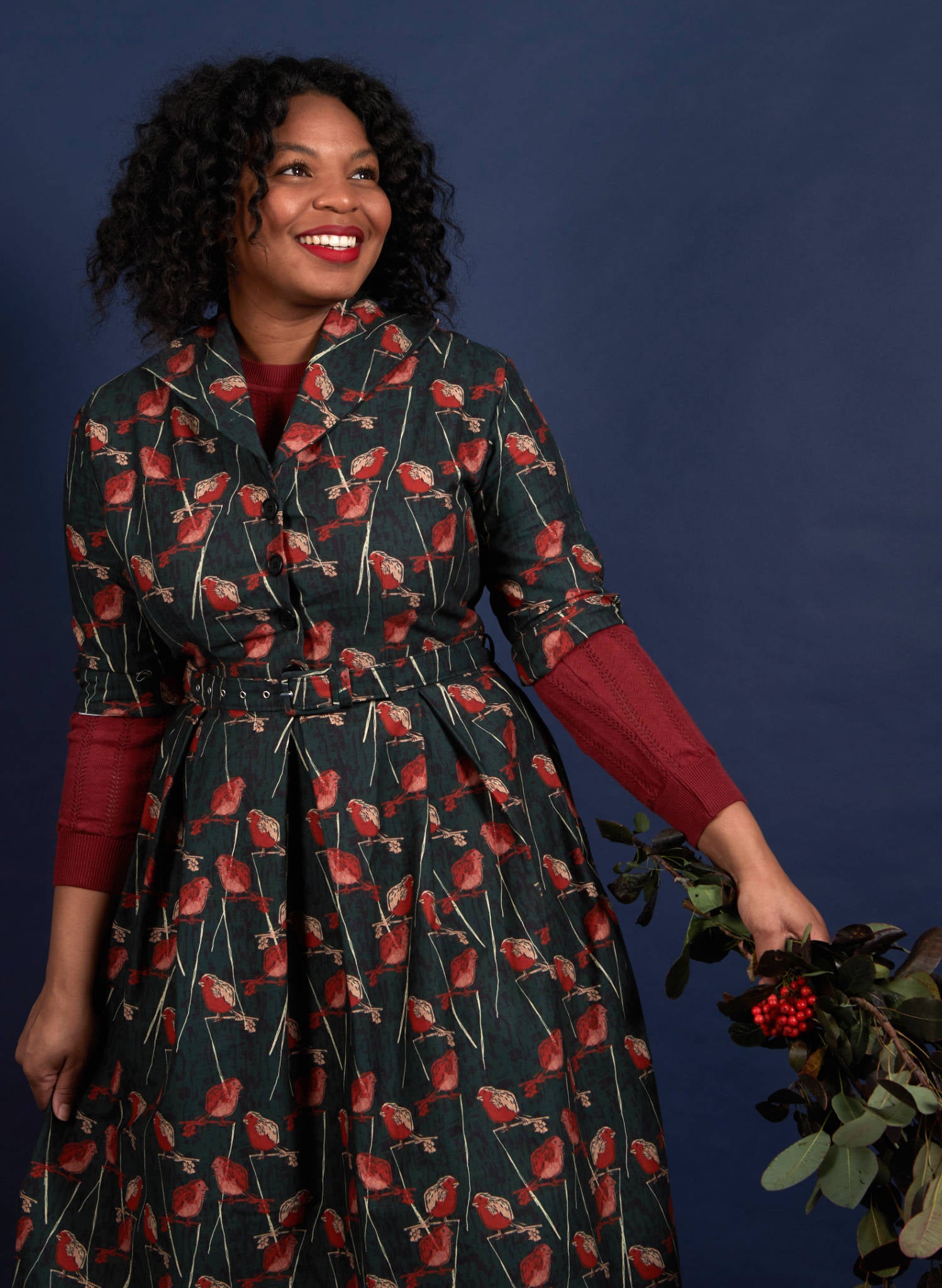 Ida - Forest Green Robin Dress