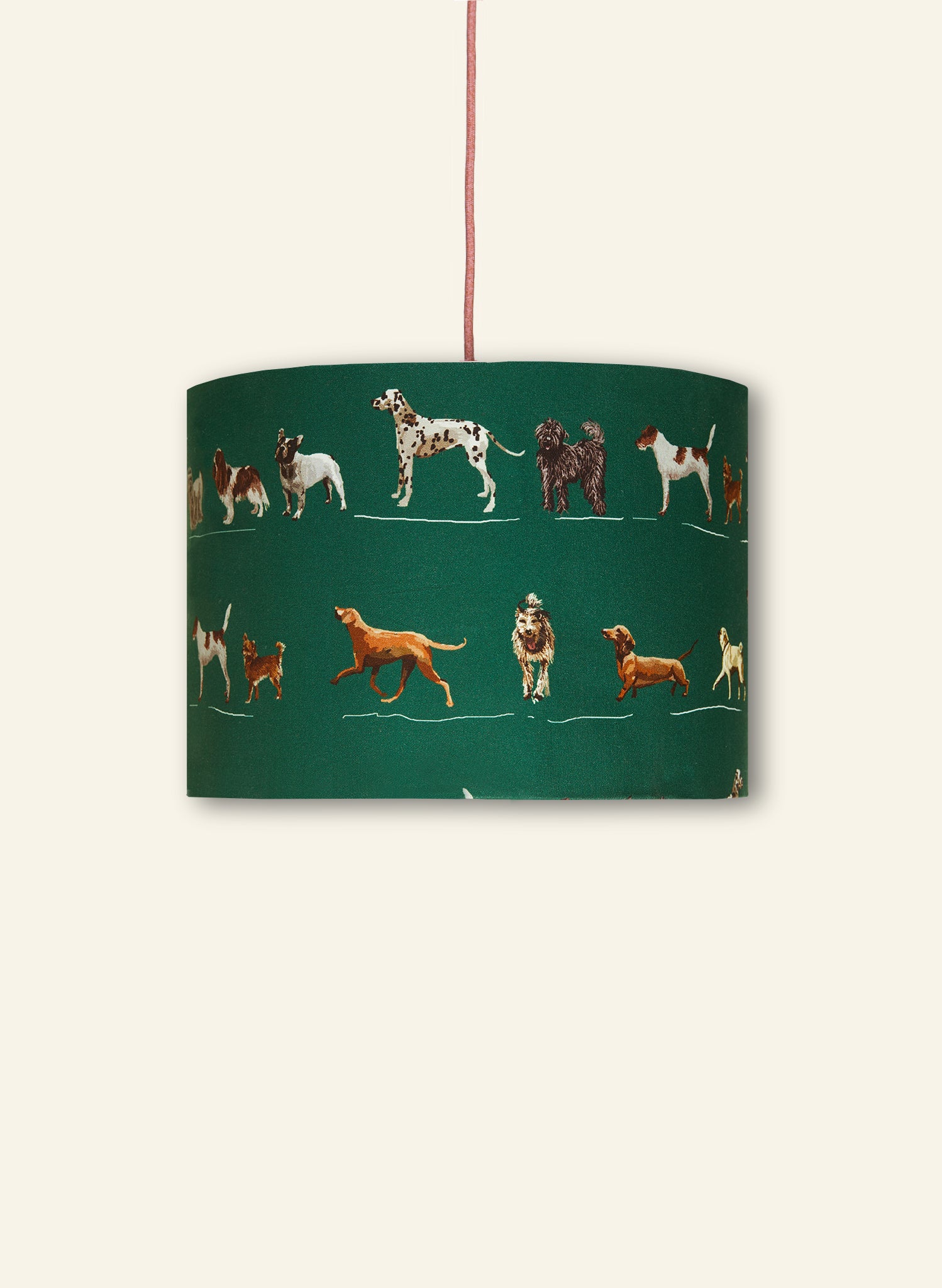 Drum Lampshade - Green Porcelain Dogs