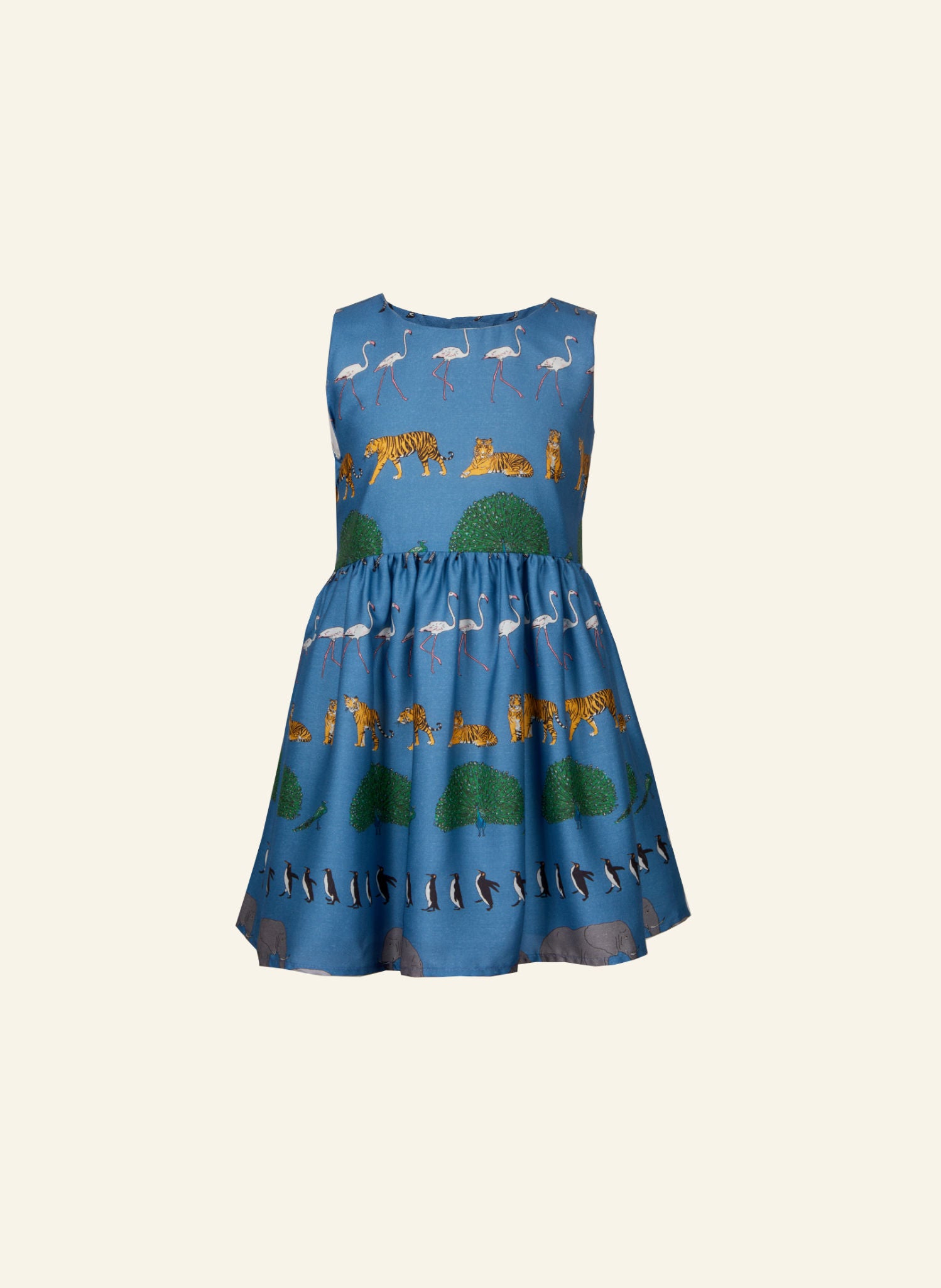 Martha Children's Dress - Blue Walking Zoo