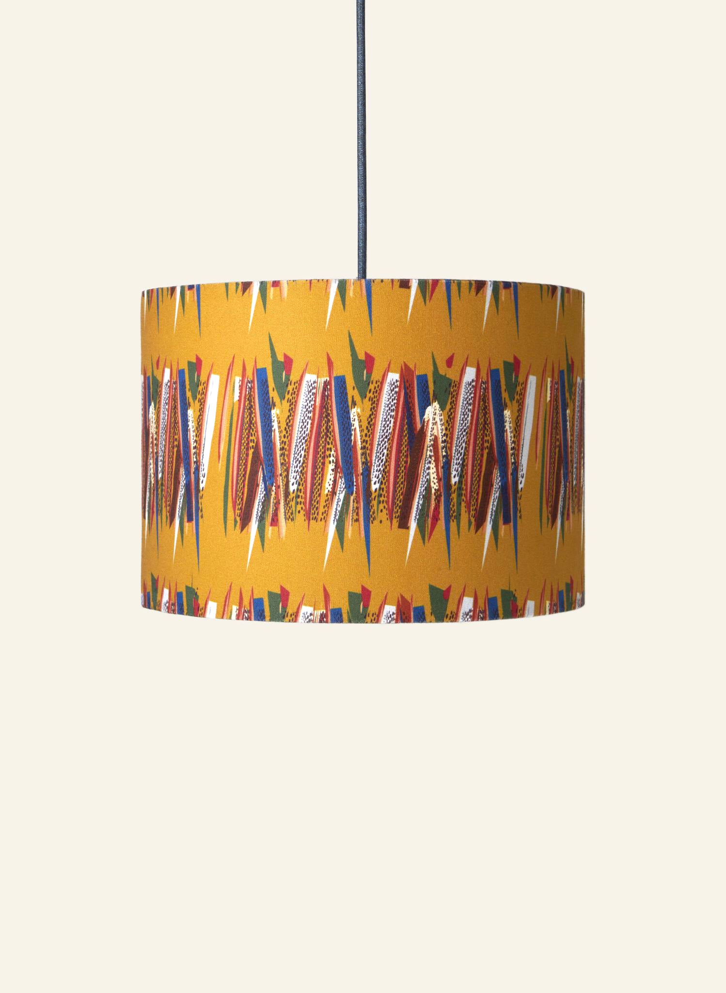 Drum Lampshade - Mustard Mid-Century Feather