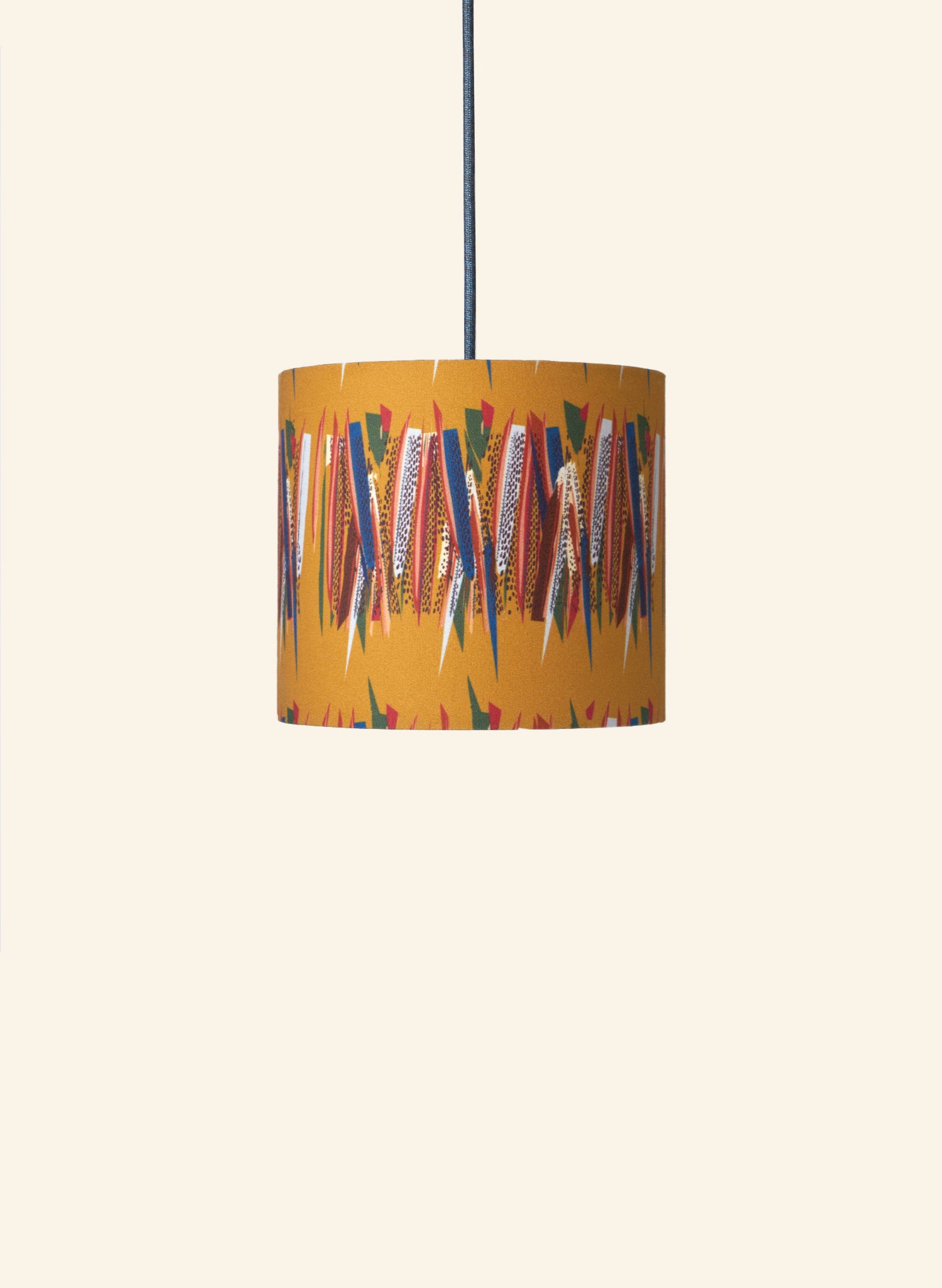 Drum Lampshade - Mustard Mid-Century Feather