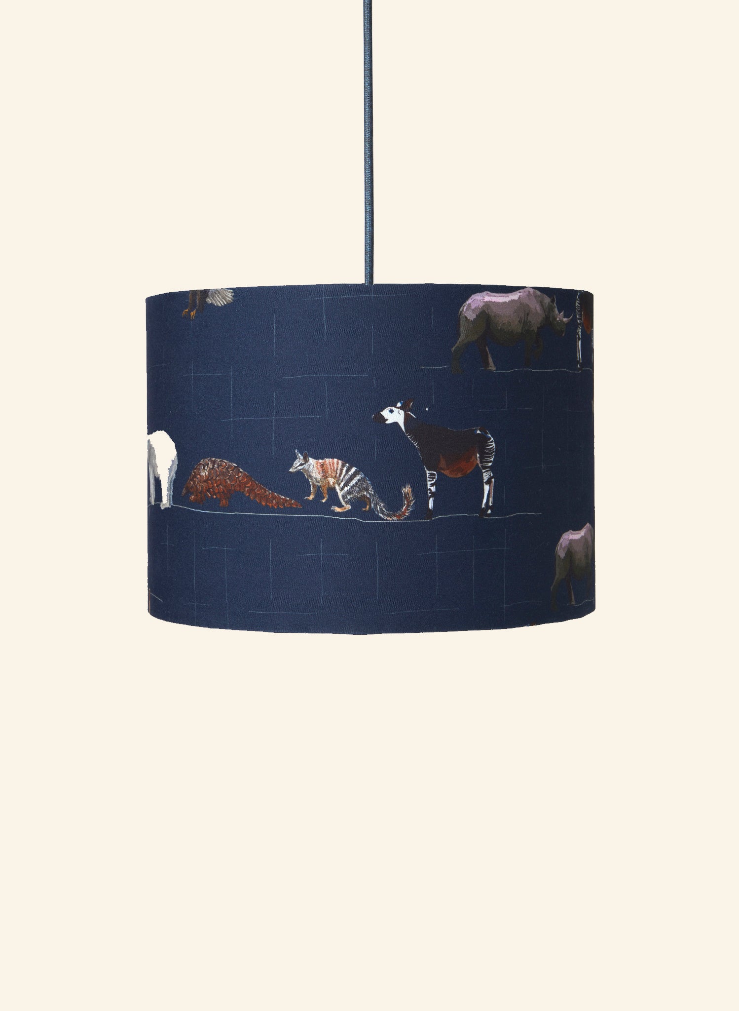 Drum Lampshade - Navy Endangered Animals