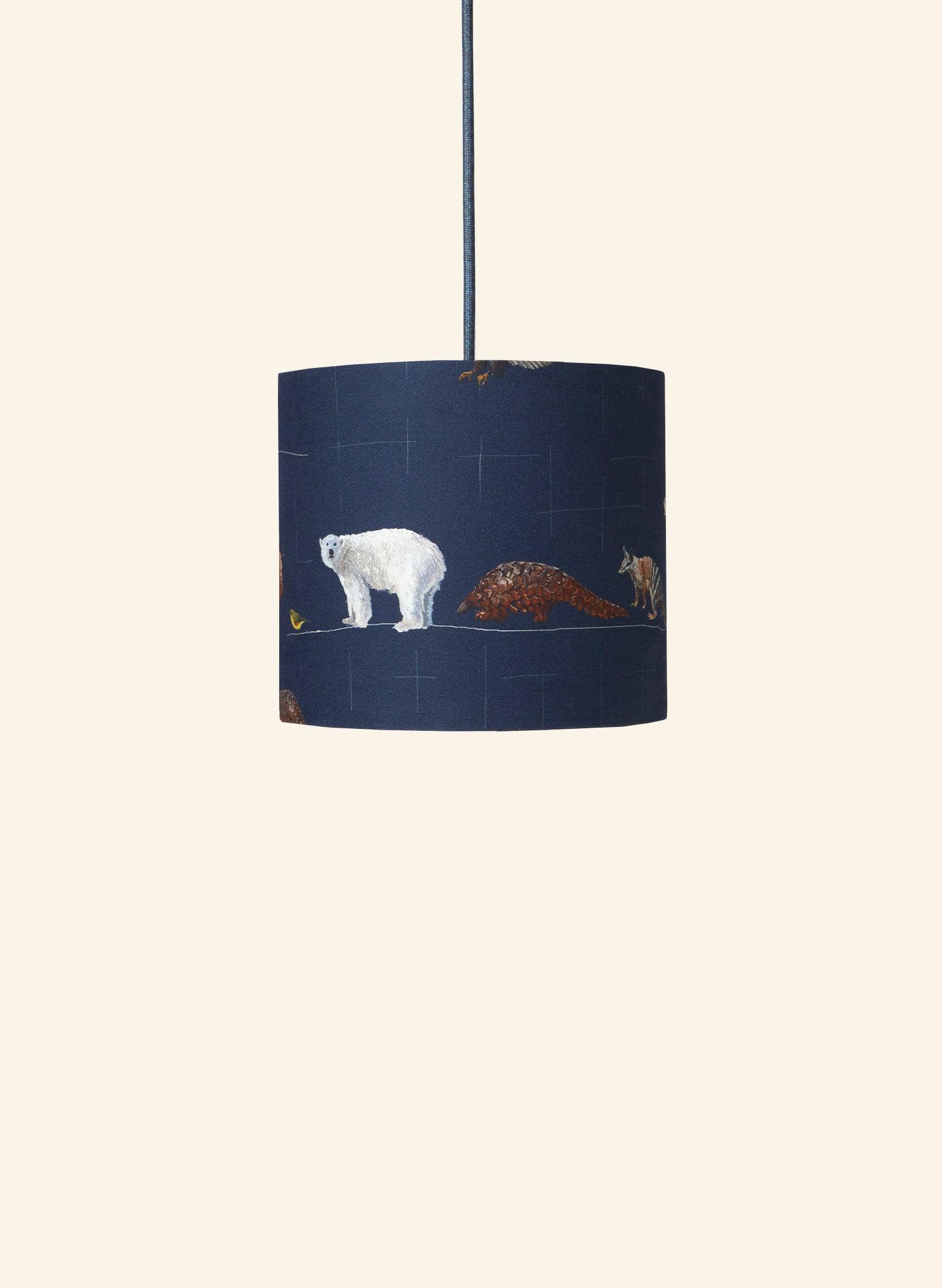 Drum Lampshade - Navy Endangered Animals