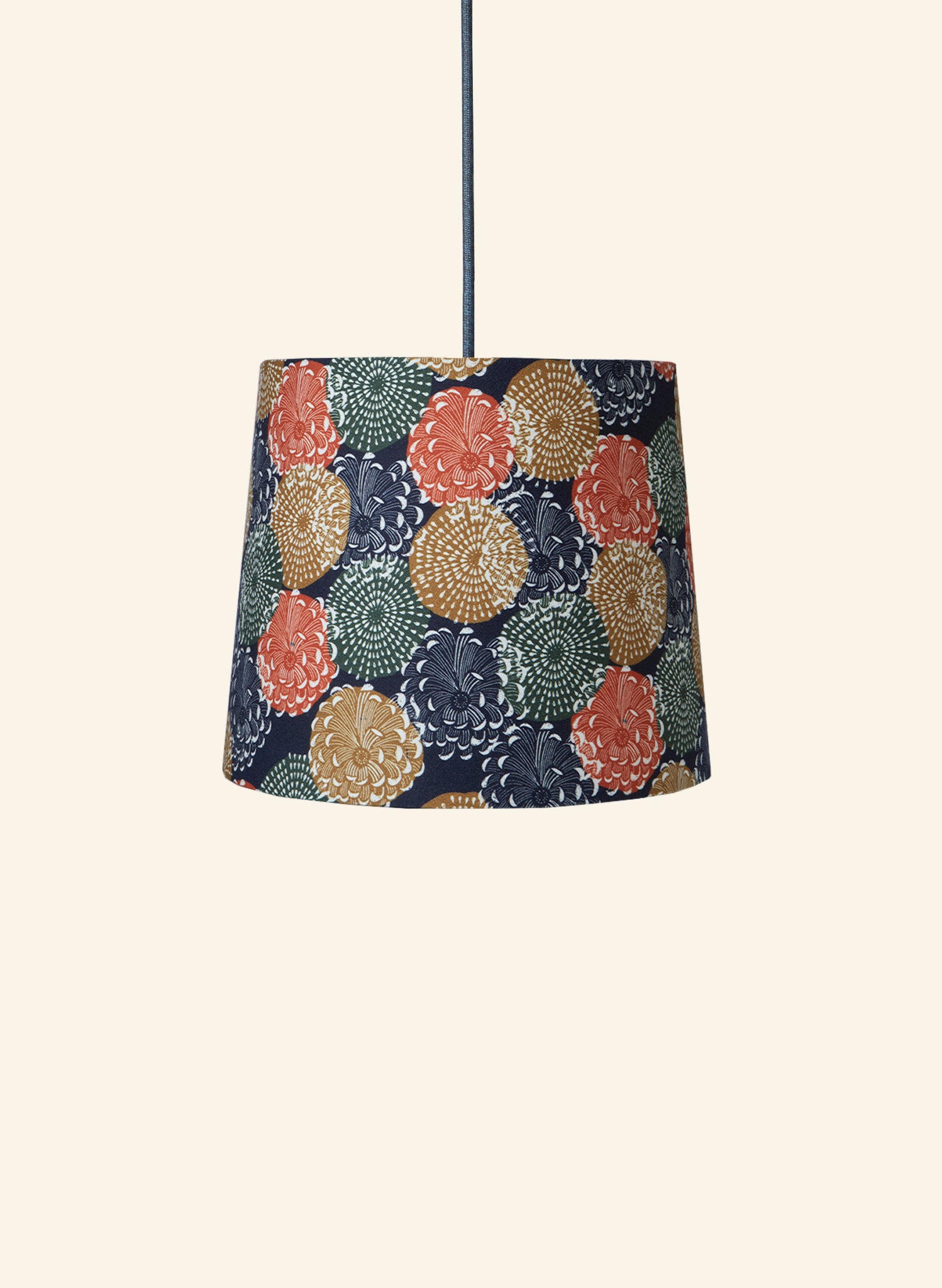 Empire Lampshade - Navy Pinecones