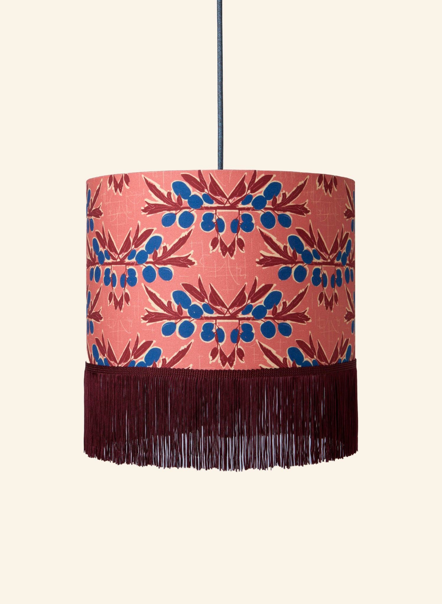 Drum Fringe Lampshade - Pink Nouveau Plum