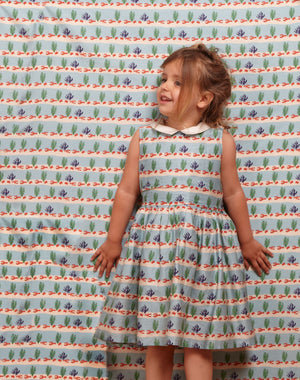 Light Blue Lobster Pattern Children's Dress | 100% Organic Cotton | Palava