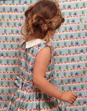 Light Blue Lobster Pattern Children's Dress | 100% Organic Cotton | Palava